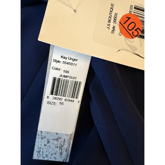 NWT Kay Unger Davina Walk Thru Jumpsuit Blue Sz 16 $308 [jb] - Picture 6 of 11